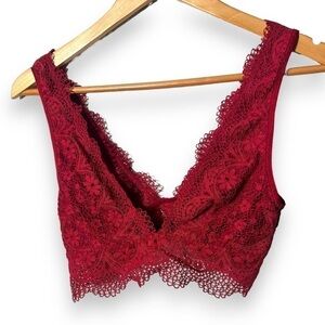 Victoria secret  deep plunge red lace bralette S